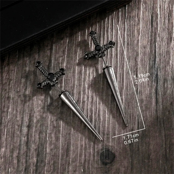 Gothic Punk Sword Earrings / Various Colors - Picture 6 of 7
